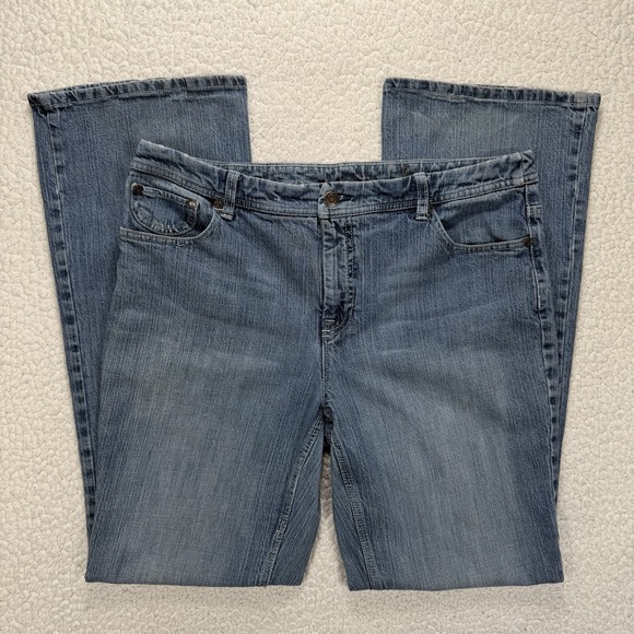 Faded Glory Denim - Boho Western Flare Jeans Women's 14 (34x31) Y2K Festival Cowgirl Rodeo Glam